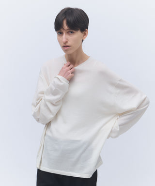 Wool cashmere long-sleeve knit tee