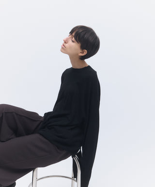 Wool cashmere long-sleeve knit tee