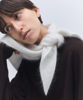 Fur cashmere triangle scarf