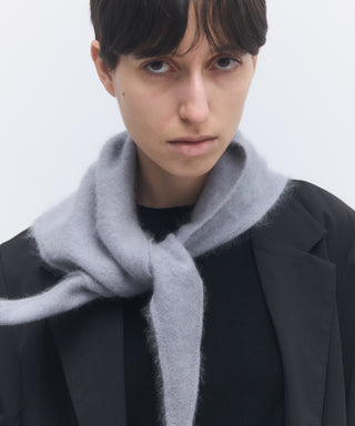 Fur cashmere triangle scarf mini