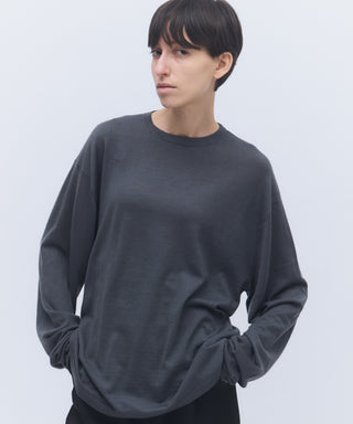 Wool cashmere long-sleeve knit tee