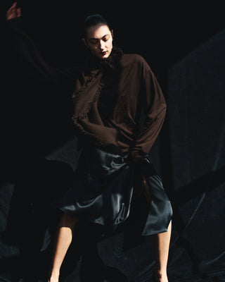 Wool cashmere long-sleeve knit tee